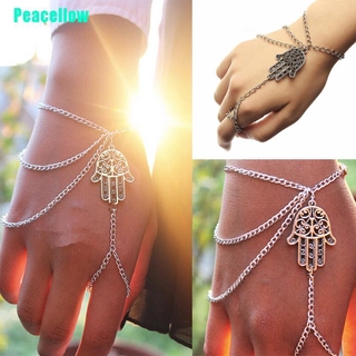 Vòng tay mạ bạc hình bàn tay hamsa đính đá pha lê