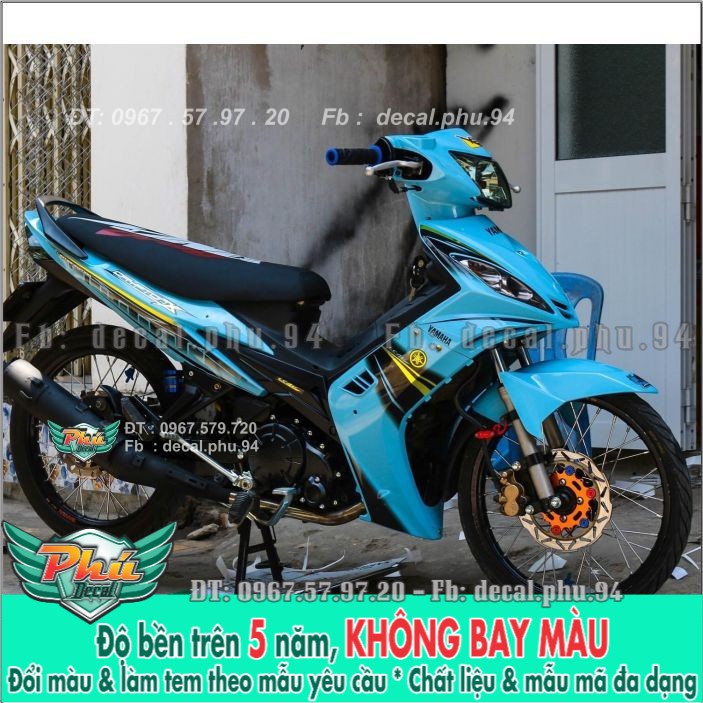 Tem rời Exciter 135 Xanh ngọc , phối đen (H) -1