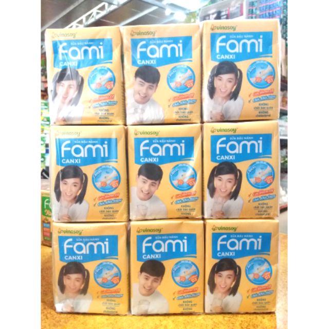 COMBO 3 lốc Sữa đậu nành FAMI CANXI hộp 200ml.hsd: 24/12/2021
