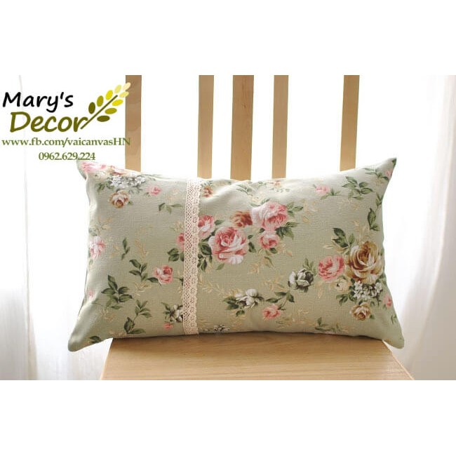 [Mã LIFEHLDEC giảm 10% đơn 99k] Gối tựa sofa Mary Décor - họa tiết Hoa xanh vintage G-K04