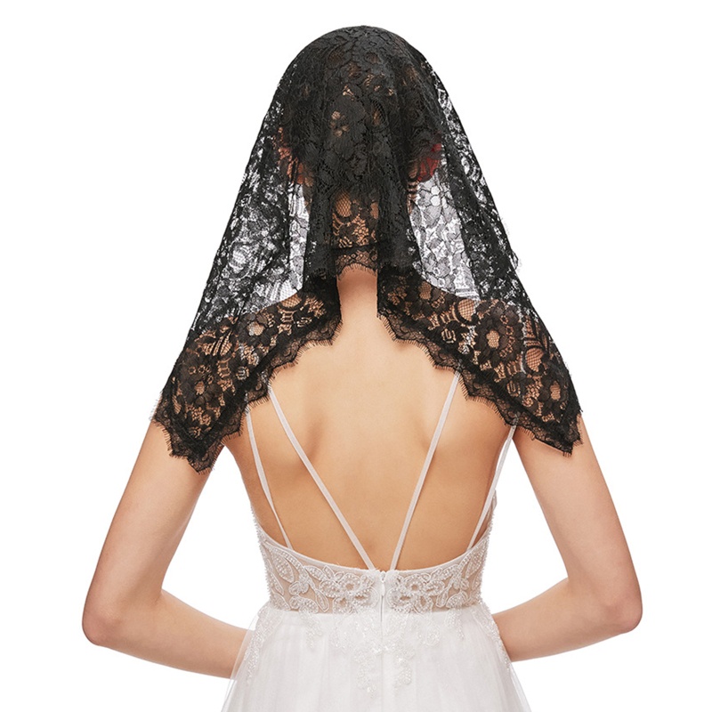Mạng Che Mặt Nhà Thờ Vải Ren Hoa Thiết Kế La Tinh Mantilla Ngắn Sca