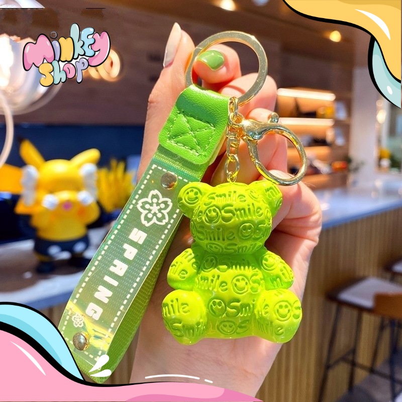 Móc Khóa Gấu Spring Nhiều Màu Cute, Phụ Kiện Túi Xách Dễ Thương 02MKGS-Minkey