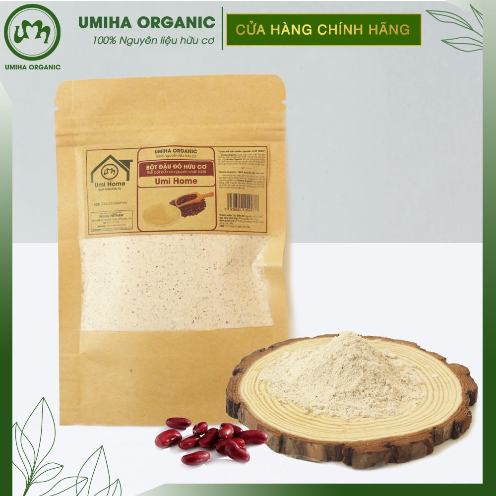 Bột Đậu Đỏ hữu cơ UMIHOME nguyên chất túi Zip 35g - Dùng dưỡng trắng toàn thân, mặt nạ dưỡng da giúp da trắng mịn da