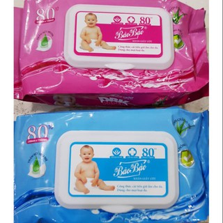 Khăn giấy ướt đa năng, khăn ướt Bảo Bảo dai bền giấy lụa mềm mại -Hộp khăn giấy ướt 80 tờ an toàn cho bé