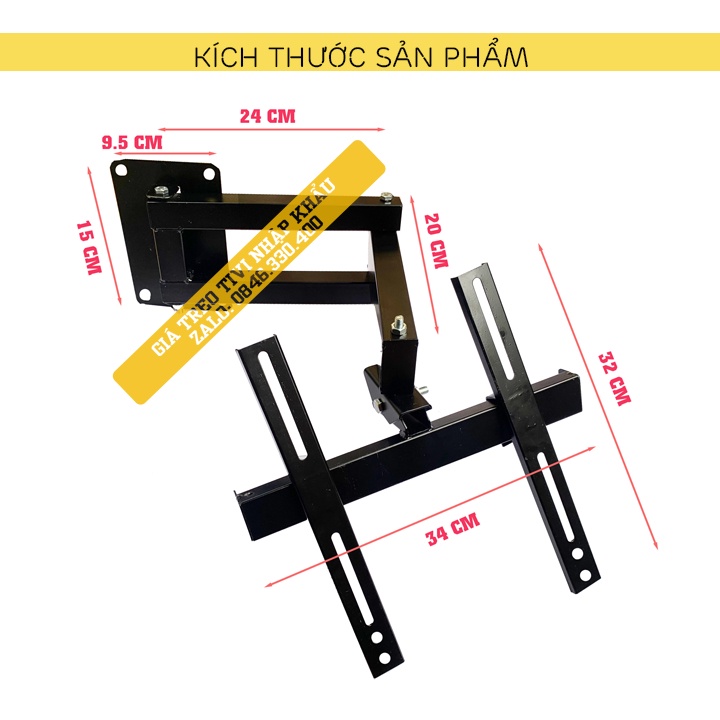 Giá Treo Tivi Góc Tường KP32 26 - 32 - 43 Inch - Khung Treo Tivi Xoay 180 Độ 2 Cánh Tay Linh Hoạt -