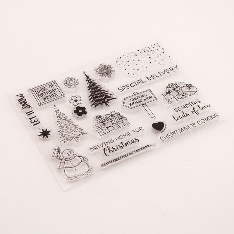 Con Dấu Silicone Trong Suốt In Nổi Hình Cây Thông Giáng Sinh Trang Trí Scrapbook