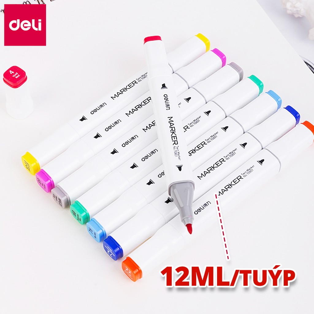 Bút màu marker hai đầu Deli - Bút dấu dòng - Màu vẽ cao cấp - 70801 #8