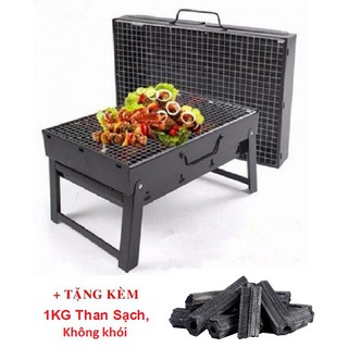 Bếp nướng than hoa vuông cao cấp ( hàng loại 1 ) + TẶNG kèm 1kg than sạch không khói