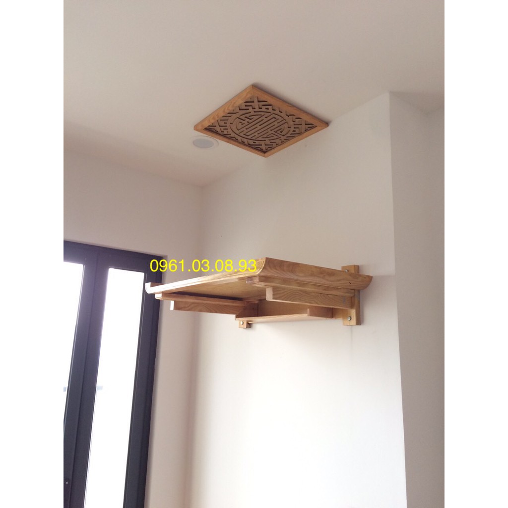 bàn thờ treo tường gỗ sồi 41x61 kèm chắn khói