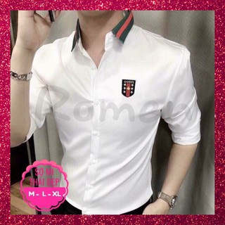 ÁO SƠ MI NAM NỮ CẶP ĐÔI TAY DÀI CÔNG SỞ IN THÊU LOGO MỘT BÊN