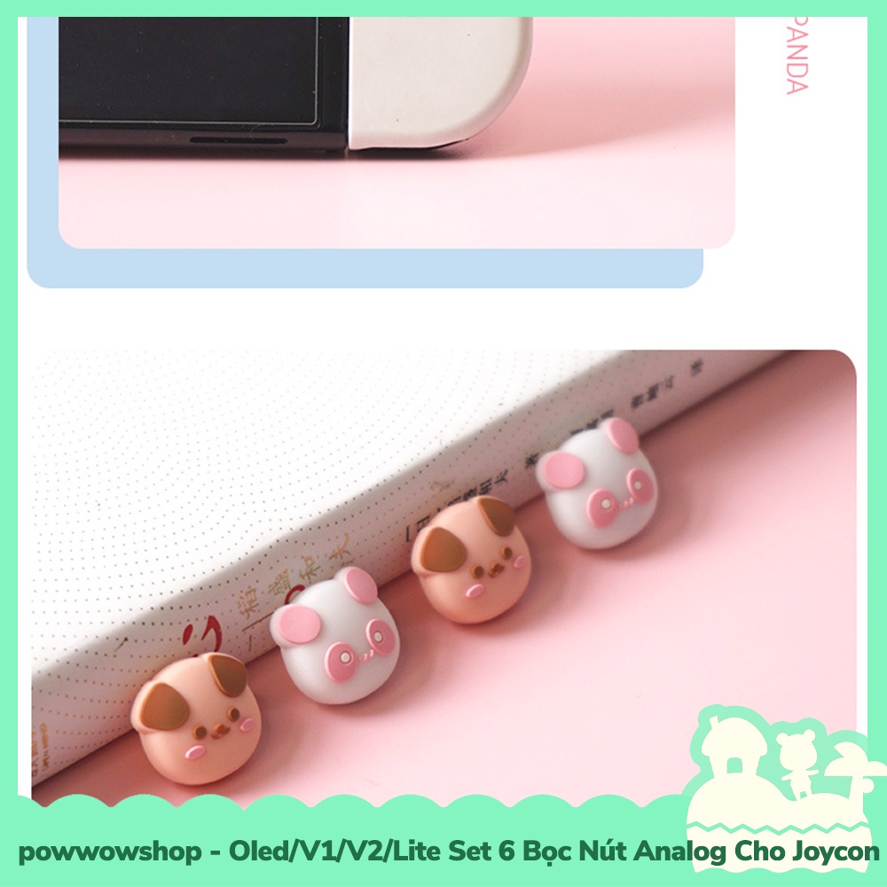 [Sẵn VN - Hỏa Tốc] Oled/V1/V2/Lite Set 4 Bọc Nút Analog Joycon Cho Máy Game Cầm Tay Nintendo Switch Dog &amp; Panda