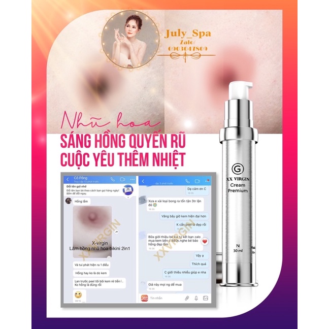 XXVIRGIN KEM LÀM HỒNG NHŨ HOA VÀ VÙNG KÍN HÀN QUỐC 5ML