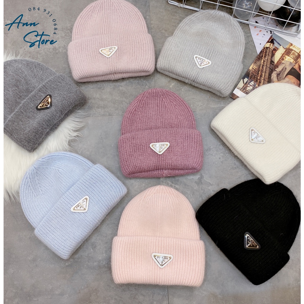 Mũ Len Nữ PRADA Thời Trang - Mũ Len Lông Thỏ Siêu Mềm Ấm - Hàng QCCC Dàn Mũ Chuẩn Đẹp, Lên Hình Cực Xinh