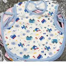 Yếm ăn dặm cotton chống thấm xỏ tay cúc bấm cho bé trai, bé gái