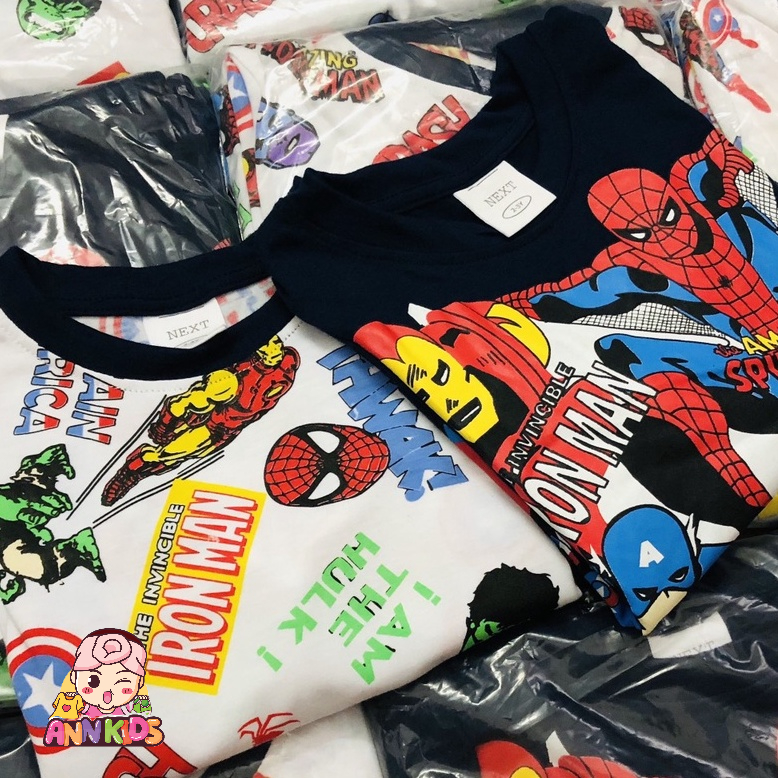 Bộ dài tay thu đông cho bé trai 2022 - Set 2 bộ dài tay Marvel Next chất cotton cho bé trai size 2-8t