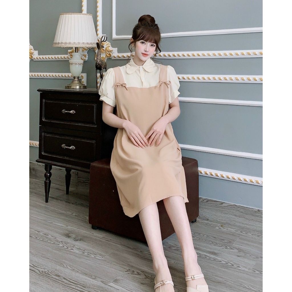 Váy bầu thời trang thiết kế M462 chất lụa hàn freesize từ 45 đến 70kg