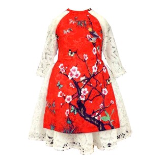 Bộ áo dài cách tân kèm mấn QATE30 cho bé gái