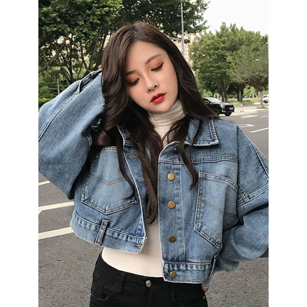 Áo khoác denim bò dáng lửng thu đông trendy cá tính ulzzang - Có ảnh thật