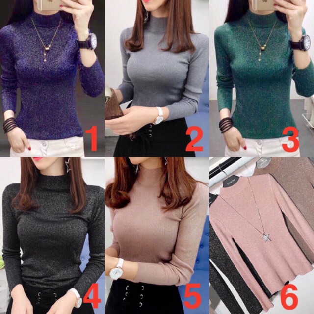 Bán Sỉ Áo len nhũ cổ 3 phân siêu hót