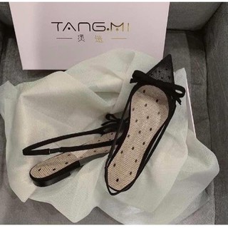 Giày Sandal Bệt Lưới Chấm Bi Mũi Nhọn