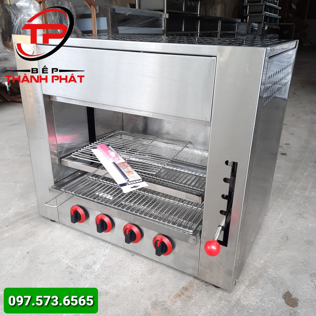 Lò Nướng Salamander 4 họng, Bảo hành 2 năm, Họng gang đúc siêu bền