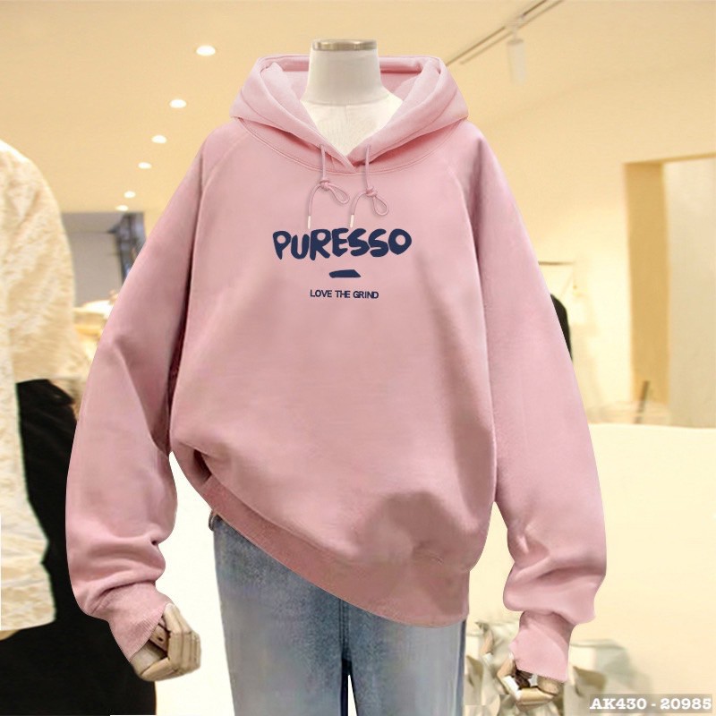 Áo Khoác Hoodie Nỉ Tay Phồng Form Rộng Nỉ Bông Dày Dặn Hoodie Nữ Sweater Nữ Áo Chuôi Đầu in PURBSSO - AK430