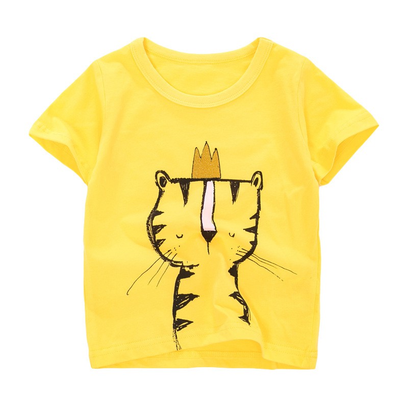 Mã 51925 áo thun vàng in hình mèo vương miện đáng yêu của Little maven cho bé trai và bé gái
