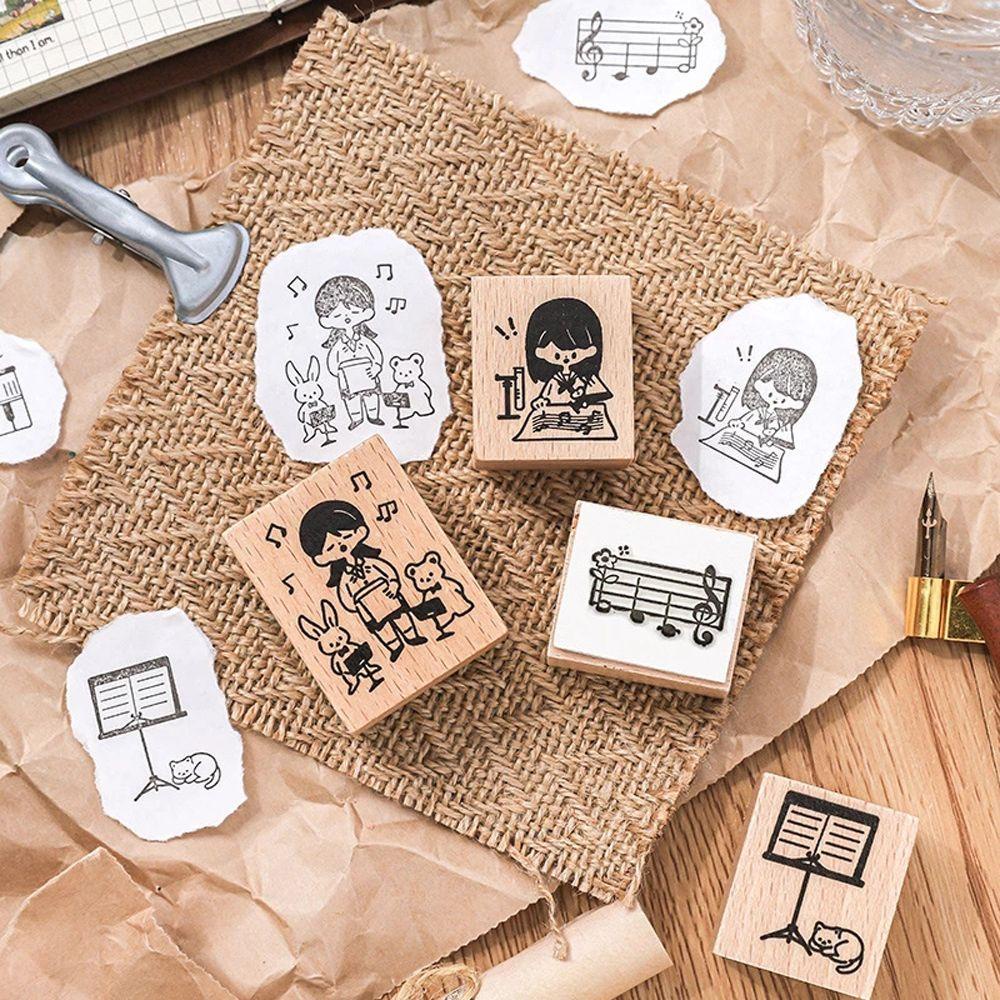 Con Dấu Bằng Gỗ Cao Su Dùng Trang Trí Sổ Tay DIY