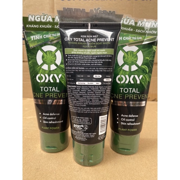 OXY Total Acne Prevent - Kem rửa mặt ngừa mụn kiểm soát nhờn 100g
