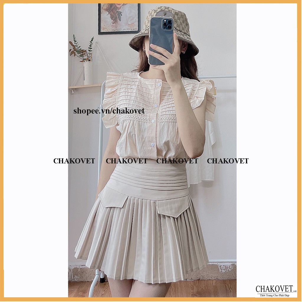 Áo sơ mi nữ tay cánh tiên style hàn quốc CKA839, kiểu áo nữ dáng babydoll tiểu thư (mặc 2 kiểu) cổ tròn phối ren xếp ly | BigBuy360 - bigbuy360.vn
