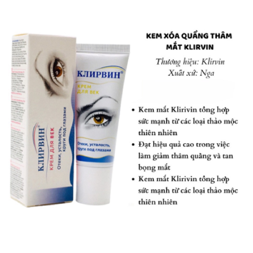 Kem mờ sẹo Klirvin (Nga 25g) - Giảm sẹo, thâm do trứng cá, Giảm thâm quầng mắt