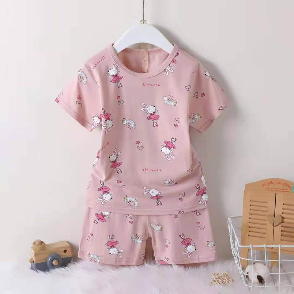 Bộ xuất Hàn cotton lạnh cho bé trai và bé gái