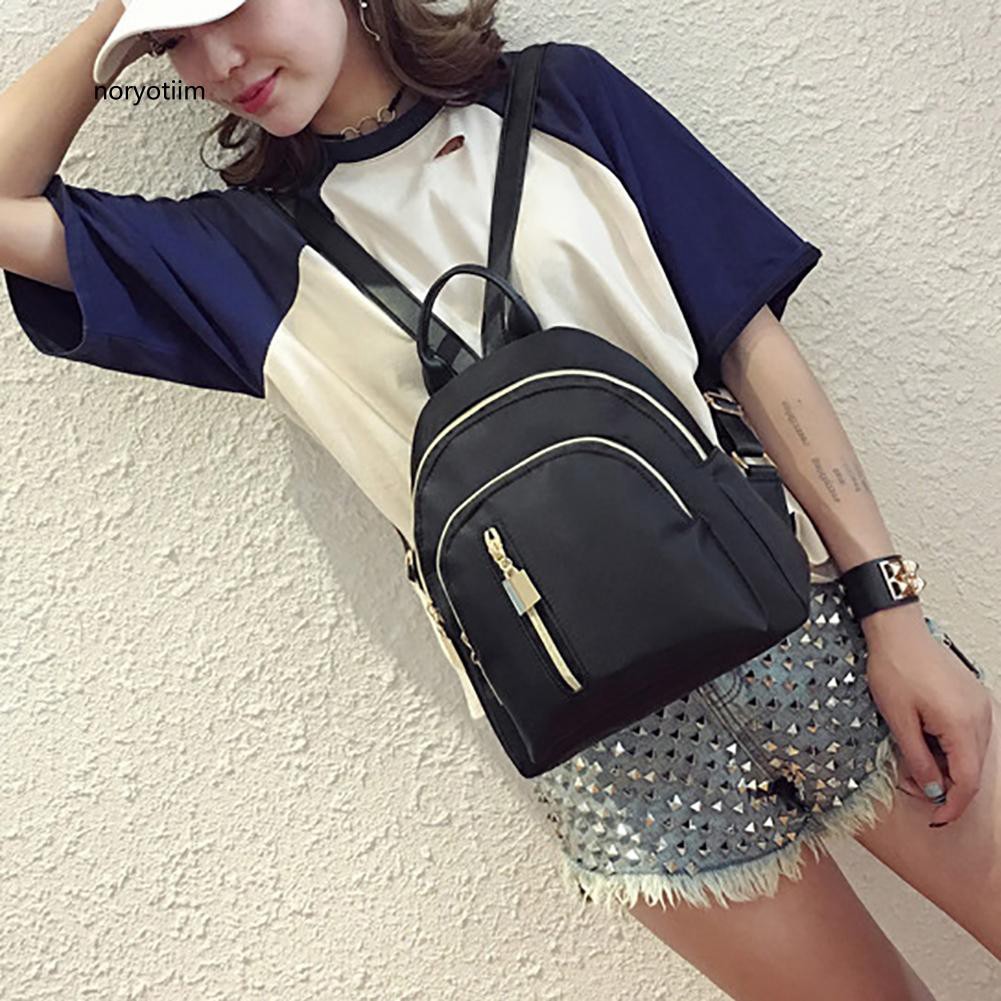 Balo học sinh nữ làm từ sợi nylon chống nước có khóa kéo