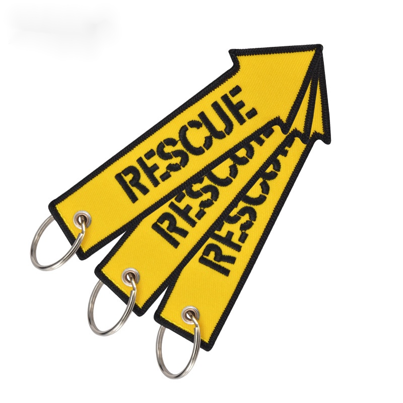 Móc Khóa Xe Hơi / Xe Máy Thêu Chữ Danger Hai Mặt Màu Vàng Đen