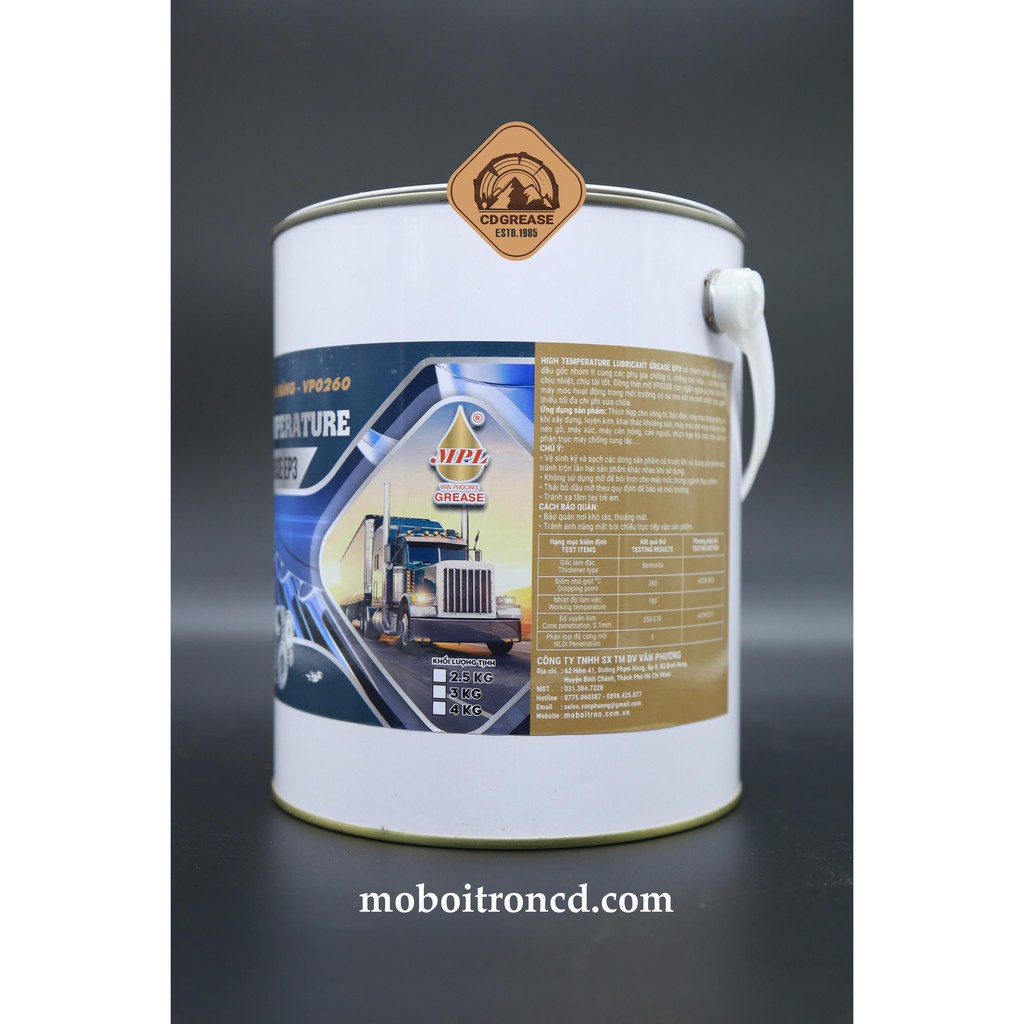 Mỡ bôi trơn Túi 900g có vòi VP260 trắng chịu nhiệt 260-300 độ