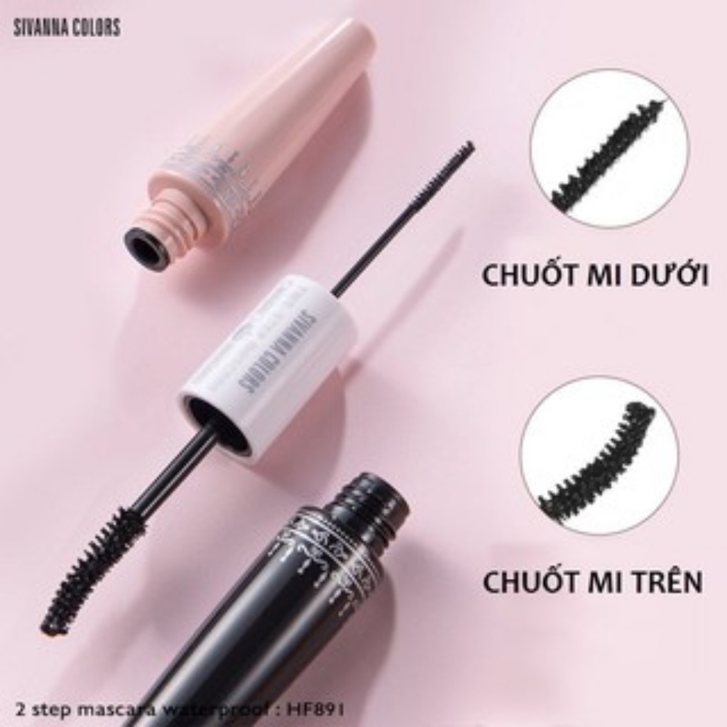 Chuốt Mi Mắt 2 Đầu Sivanna Colors Two-Step Mascara Dài và Dày Mi Không Lem Chính Hãng