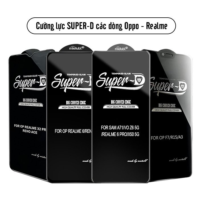 Kính cường lực Super D các dòng máy Oppo Realme Full viền Đen MIETUBL - Realme 6 Pro - 5 Pro - 3 Pro - 2 Pro/ Realme 6..