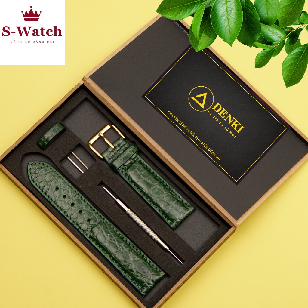 Dây Đồng Hồ Da Cá Sấu Màu Xanh Lá size 20 MrFour | Crocodile Leather Watch Bands