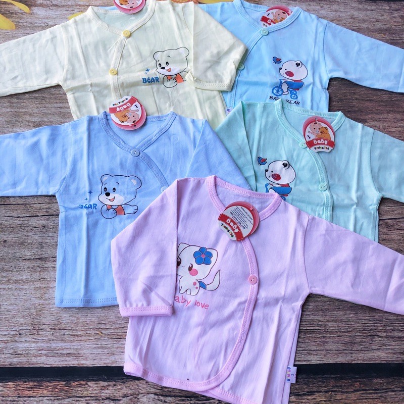 Áo dài tay chất cotton cài khuy lệch hàng đẹp