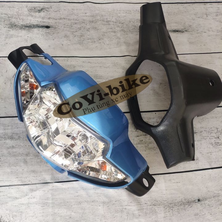 Bộ Combo 3 món ốp đầu kèm đèn Loại 2 bóng  - Phanh đĩa gắn xe Wave ZX, Wave Anpha, Wave 110 đời 1997 đến 2006