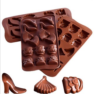 Khuôn silicon đổ socola rau câu làm bánh mẫu Túi Guốc Quạt