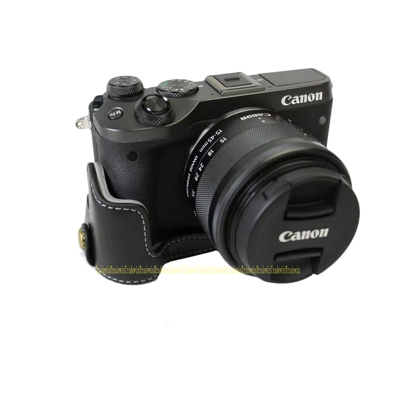 Bao da PU bảo vệ máy ảnh Canon Eos M6 có dây đeo tiện dụng