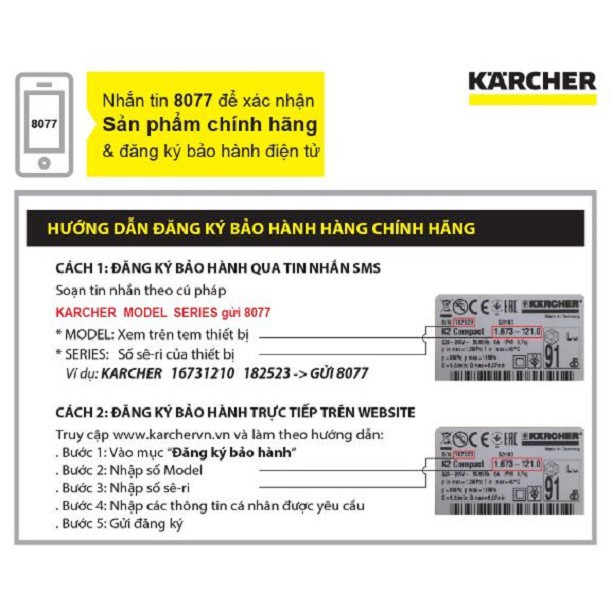 [CHÍNH HÃNG] Máy xịt rửa gia đình có chỉnh áp Karcher K2 Full Control EU