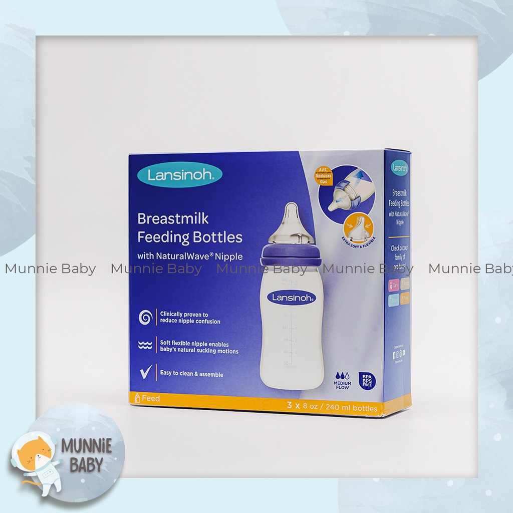 Bình sữa Lansinoh đủ size 160ml/240ml núm giống bình sữa Moyuum