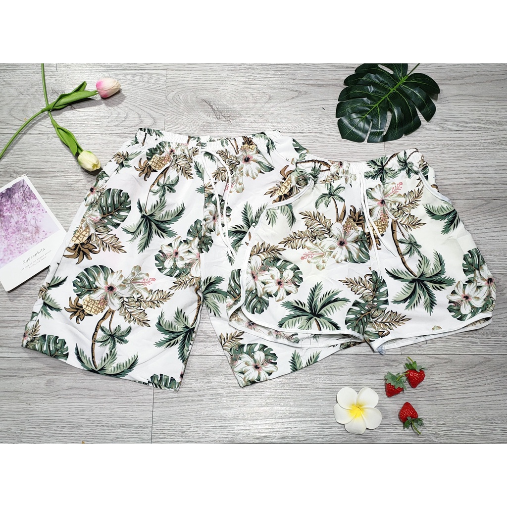 Quần Cặp Nam Nữ Đi Biển Mặc Nhóm Chụp Ảnh Nhiều Mẫu Họa Tiết Freesize Nữ Dưới 60kg, Nam Dưới 80kg Bin Sports QB002