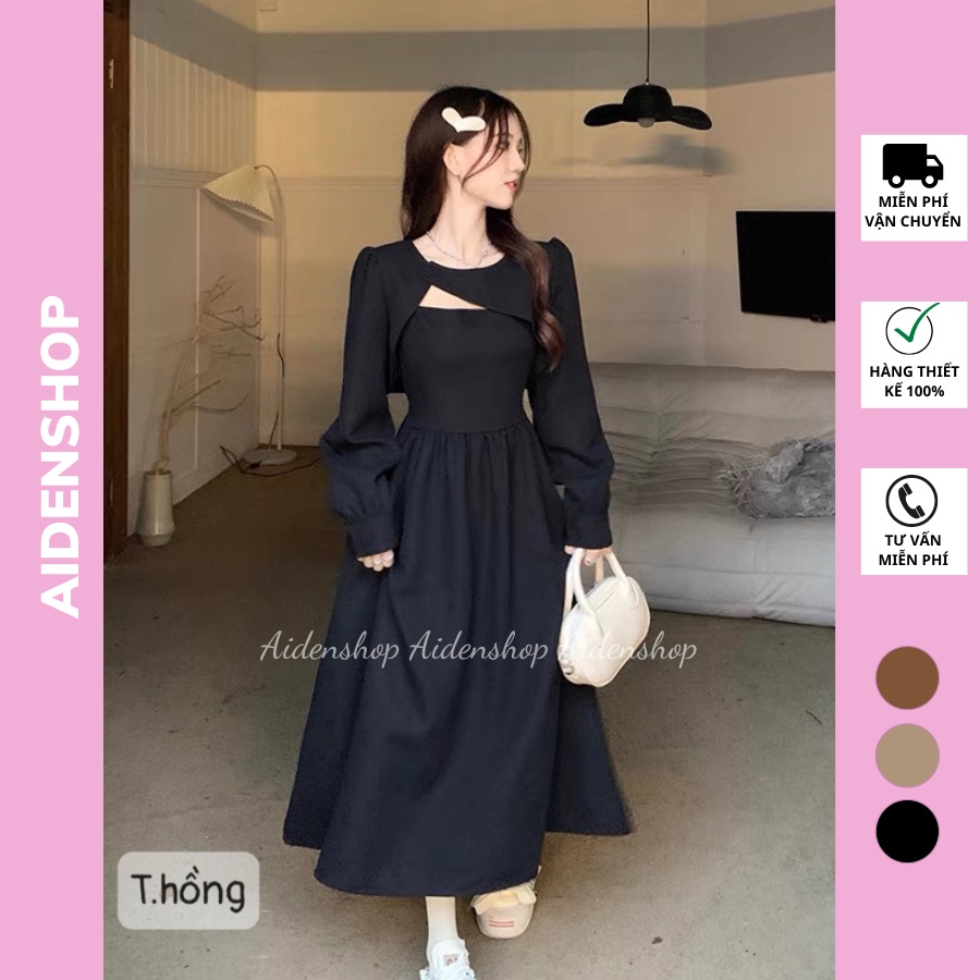 Váy bầu thu đông thời trang Aidenshop đầm bầu sang chảnh chất nhung