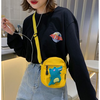 Cute dinosaur canvas bag with shoulder backpack