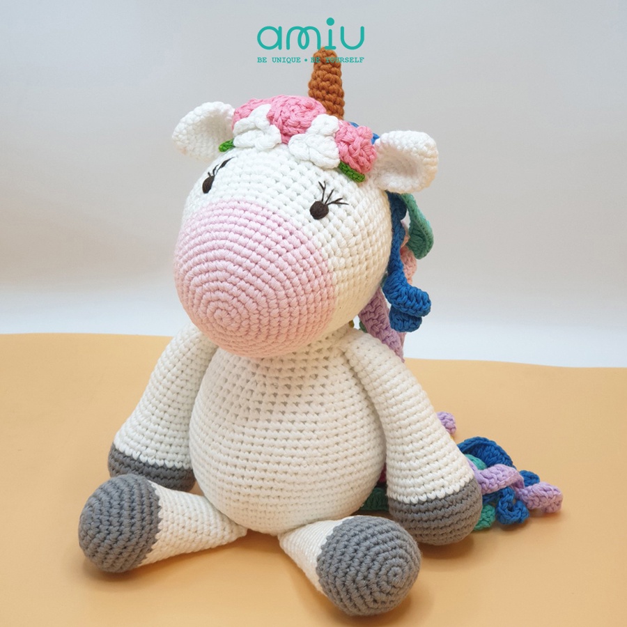 Gấu bông móc len Amigurumi cao cấp Amiu Việt Nam - Ngựa Pony Rainbow handmade - SP000374