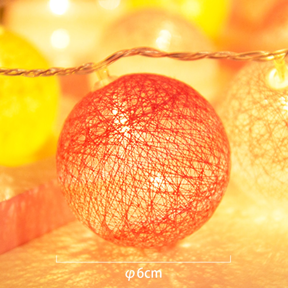 Dây đèn LED 10 bóng cotton dùng trang trí không gian tiệc dài 2m Cho Giáng Sinh