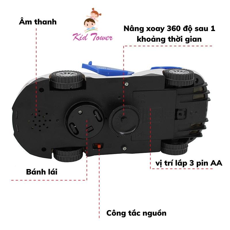 Ô tô đồ chơi cảnh sát xoay 360 tự động đánh lái có đèn có nhạc cực đẹp